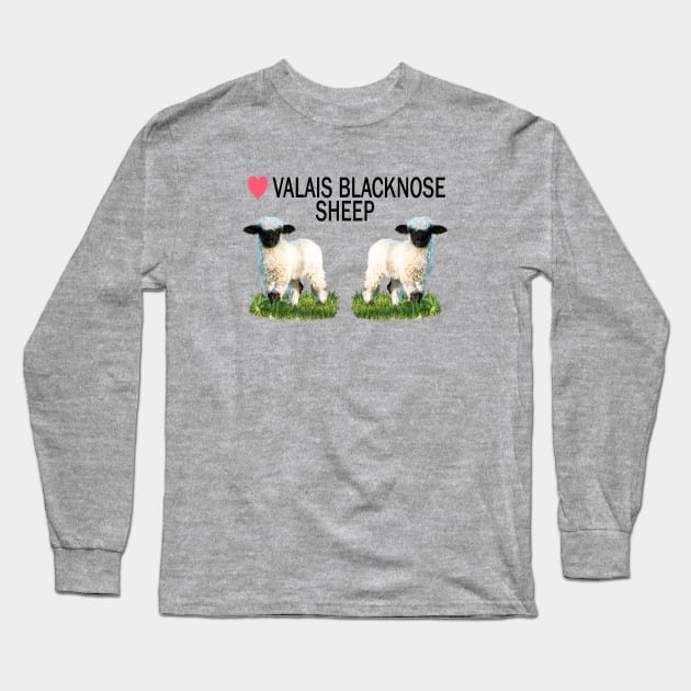 Love Valais Blacknose Sheep Long Sleeve T-Shirt by Jane Stanley Photography